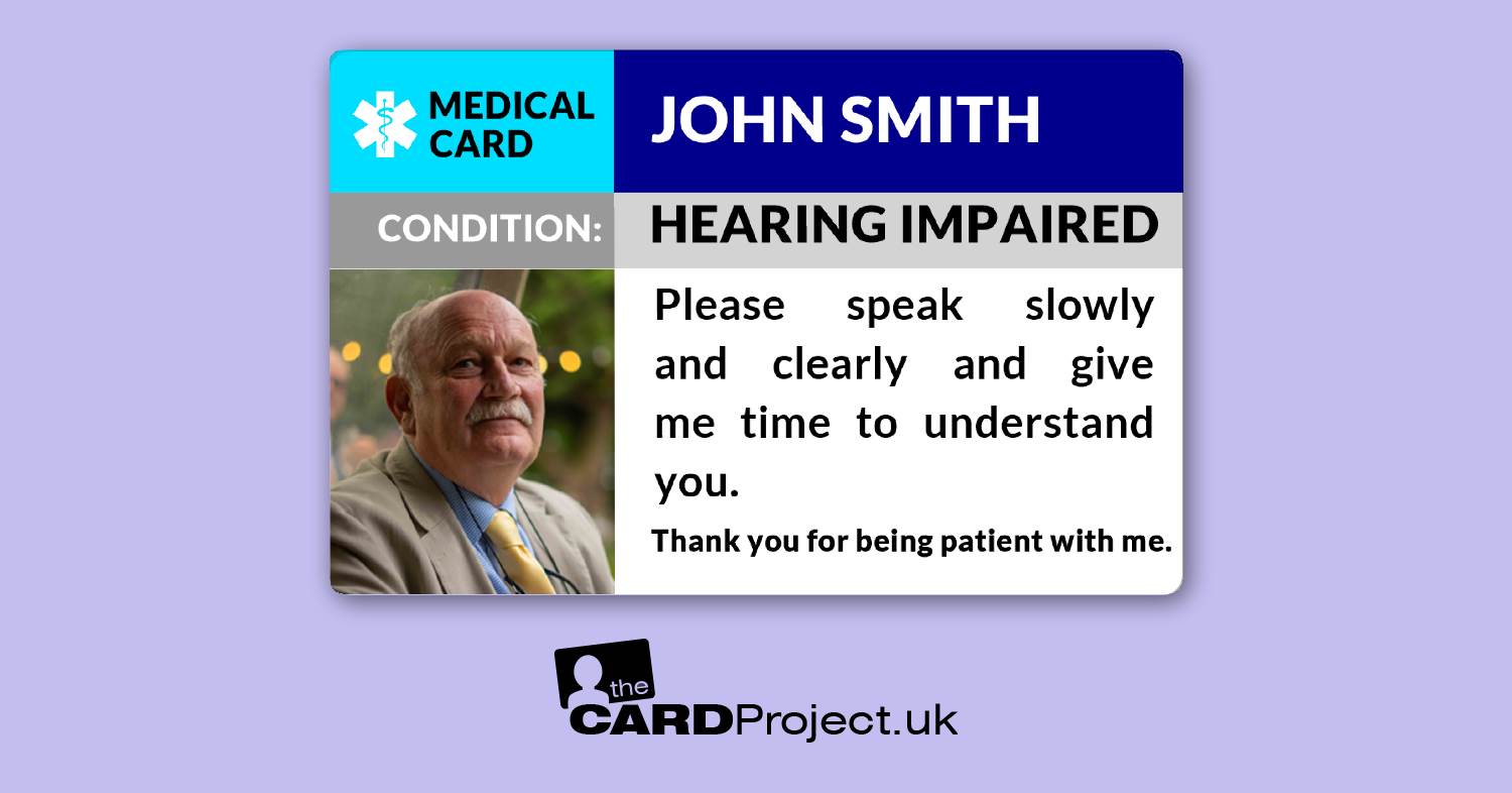 Hearing Impaired Awareness Photo Medical ID Alert Card  (FRONT)